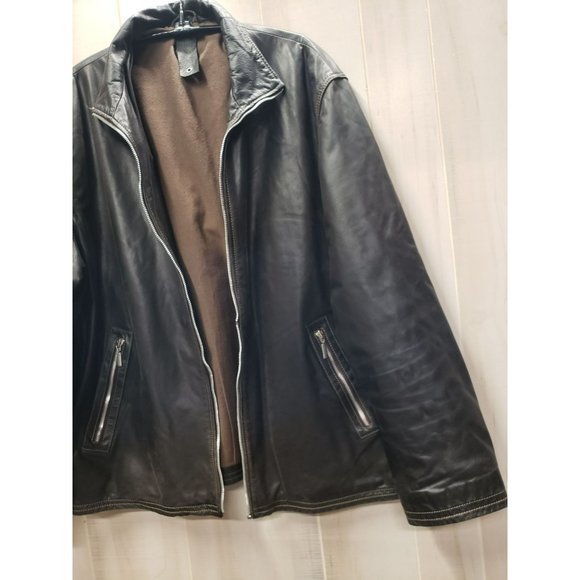 Brown Leather Jacket, Trapper, NEEDS ZIPPER, Men's size 54, Lined - Picture 3 of 12